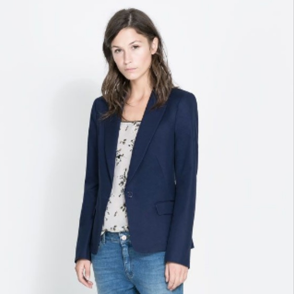 zara basic blue blazer